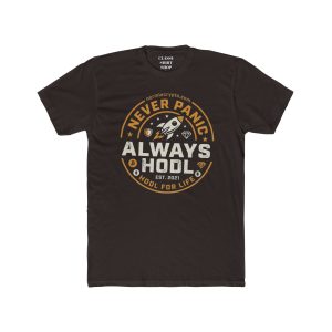 Never Panic Always HODL T-Shirt — Crypto Rocket Crew Tee