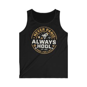 HODL Crypto Tank Top — "Never Panic Always HODL" Rocket Design